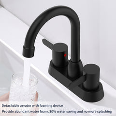 2 Handles Bathroom Sink Faucet, Matte Black Centerset RV Bathroom Faucets for 3 Hole