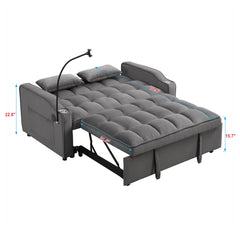 Modern Velvet Loveseat Futon Sofa Couch w/Pullout Bed,Small Love Seat Lounge Sofa with adjustable Reclining Backrest,Toss Pillows, Pockets,Furniture for Living Room,3 in 1 Convertible Sleeper Sofa Bed