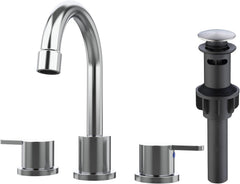 Widespread Bathroom Sink Faucet Chrome 2 Handle 8 inch Lavatory Faucet 3 Hole 360° Swivel Spout Vanity Sink Basin Faucets with Pop Up Drain Assembly