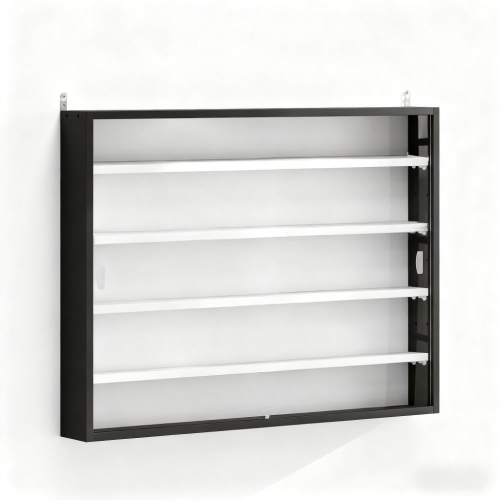 Black Wall-Mounted Display Case with Large Capacity,Clear Door for a Stunning Collectible Showcase