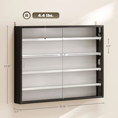 Black Wall-Mounted Display Case with Large Capacity,Clear Door for a Stunning Collectible Showcase