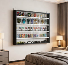 Black Wall-Mounted Display Case with Large Capacity,Clear Door for a Stunning Collectible Showcase
