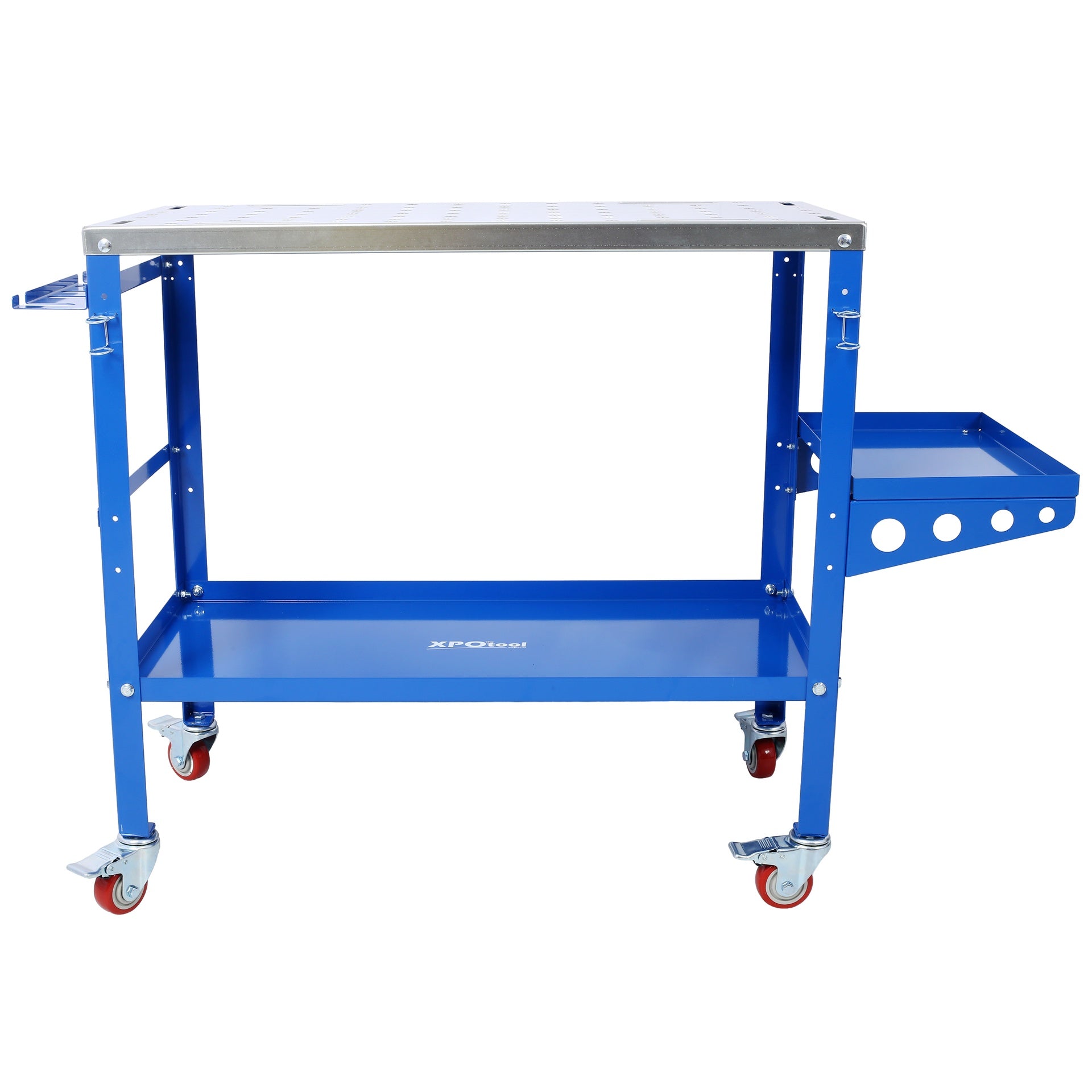 Welding Table 36"x18", 1200lbs Load Capacity Steel Welding Workbench Table on Wheels, Portable Work Bench with Braking Lockable Casters,  Tool Slots, 5/8-inch Fixture Holes, Tool Tray