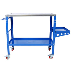 Welding Table 36"x18", 1200lbs Load Capacity Steel Welding Workbench Table on Wheels, Portable Work Bench with Braking Lockable Casters,  Tool Slots, 5/8-inch Fixture Holes, Tool Tray