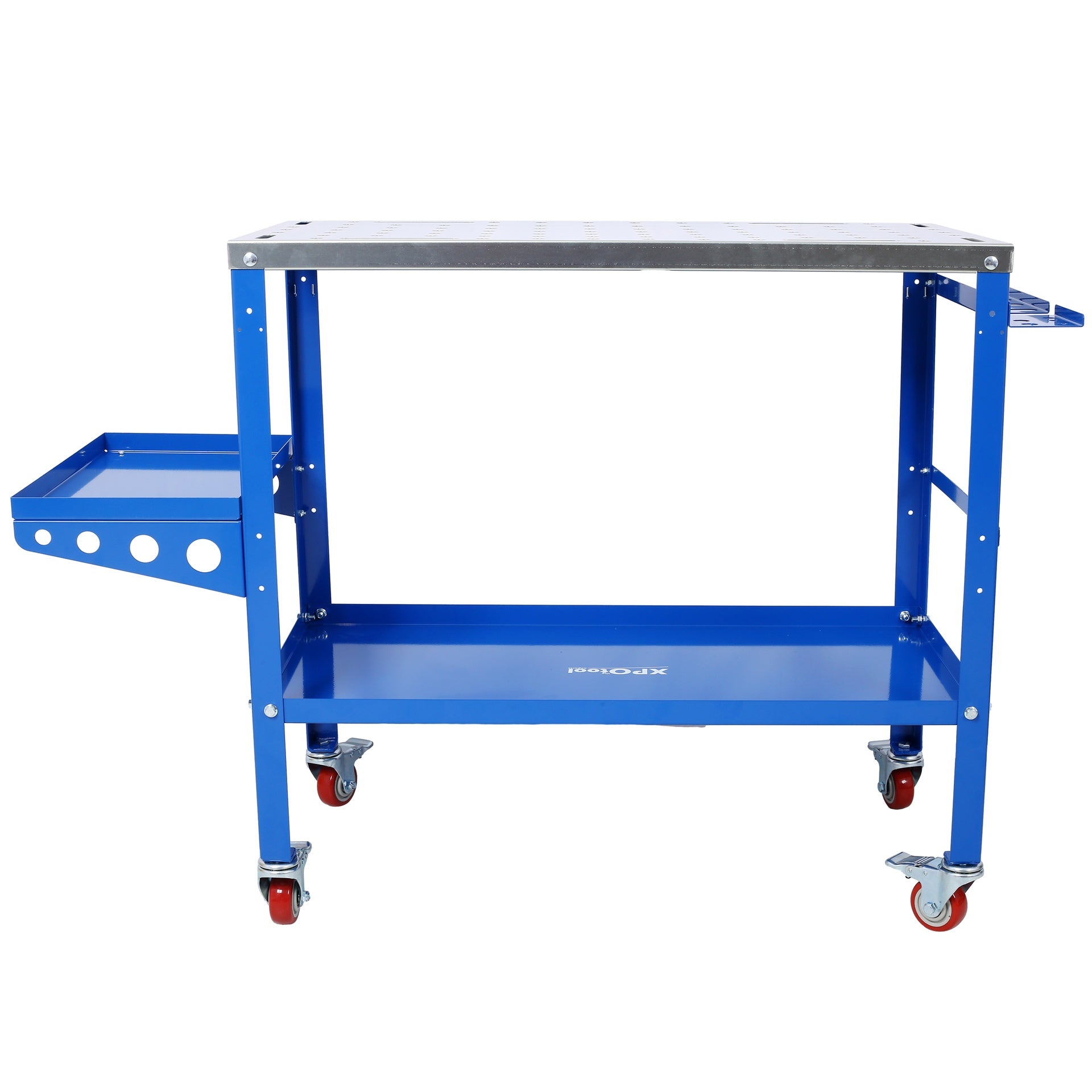 Welding Table 36"x18", 1200lbs Load Capacity Steel Welding Workbench Table on Wheels, Portable Work Bench with Braking Lockable Casters,  Tool Slots, 5/8-inch Fixture Holes, Tool Tray