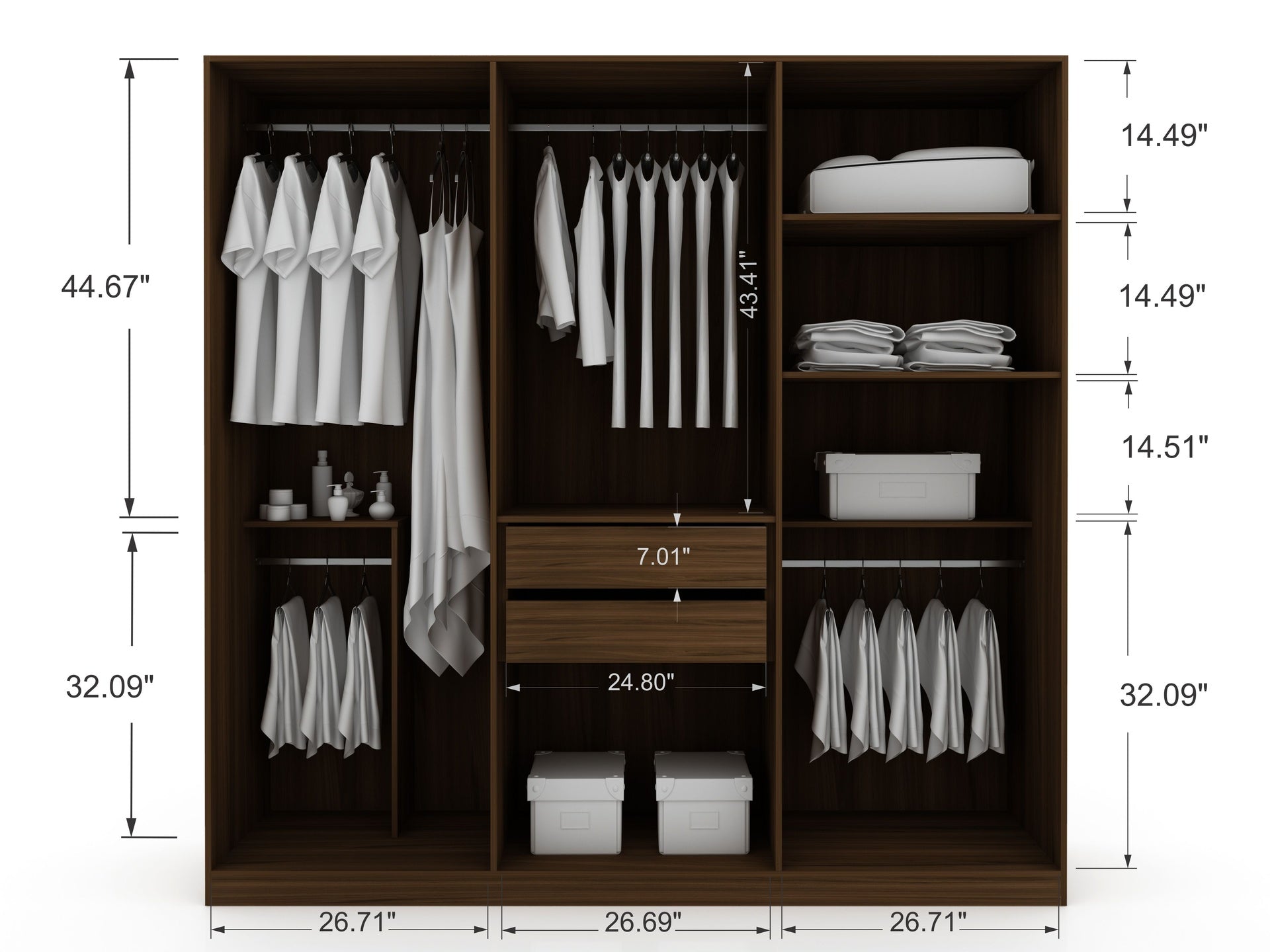 Wardrobe Closet in Chestnut Brown