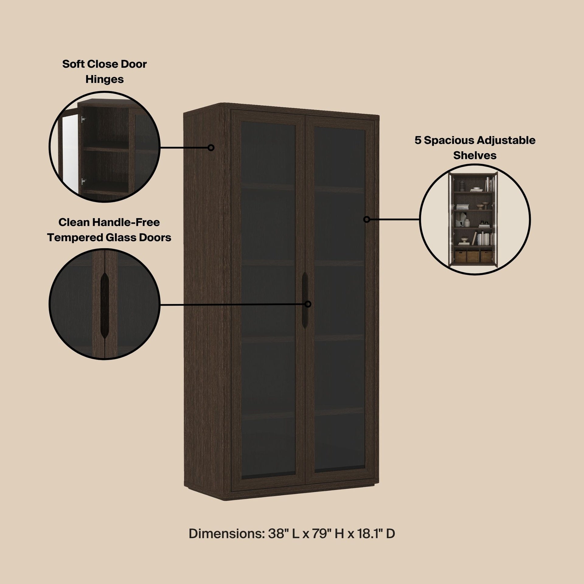 Bookcase Cabinet in Walnut