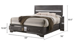 Traditional Style Full Size Storage Bed made with Wood in Gray