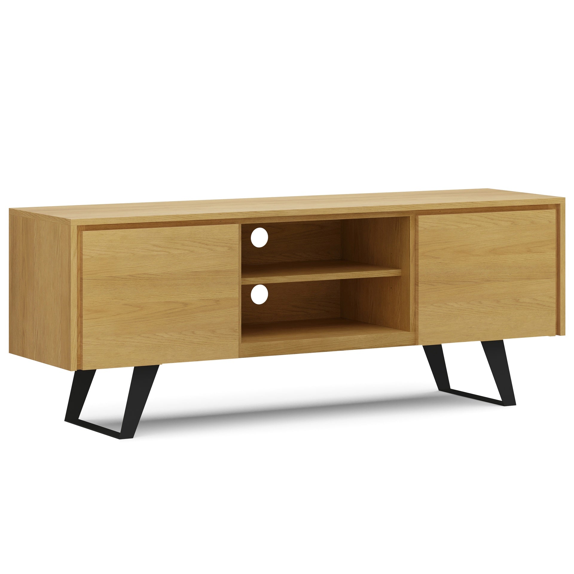 Lowry 63 inch Wide Solid Wood TV Stand in Oak For TVs up to 70 inches