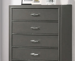 1pc chest Contemporary Style Five Drawers Acrylic Drawers Handles Bracket Feet Metallic Grey Finish