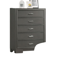 1pc chest Contemporary Style Five Drawers Acrylic Drawers Handles Bracket Feet Metallic Grey Finish