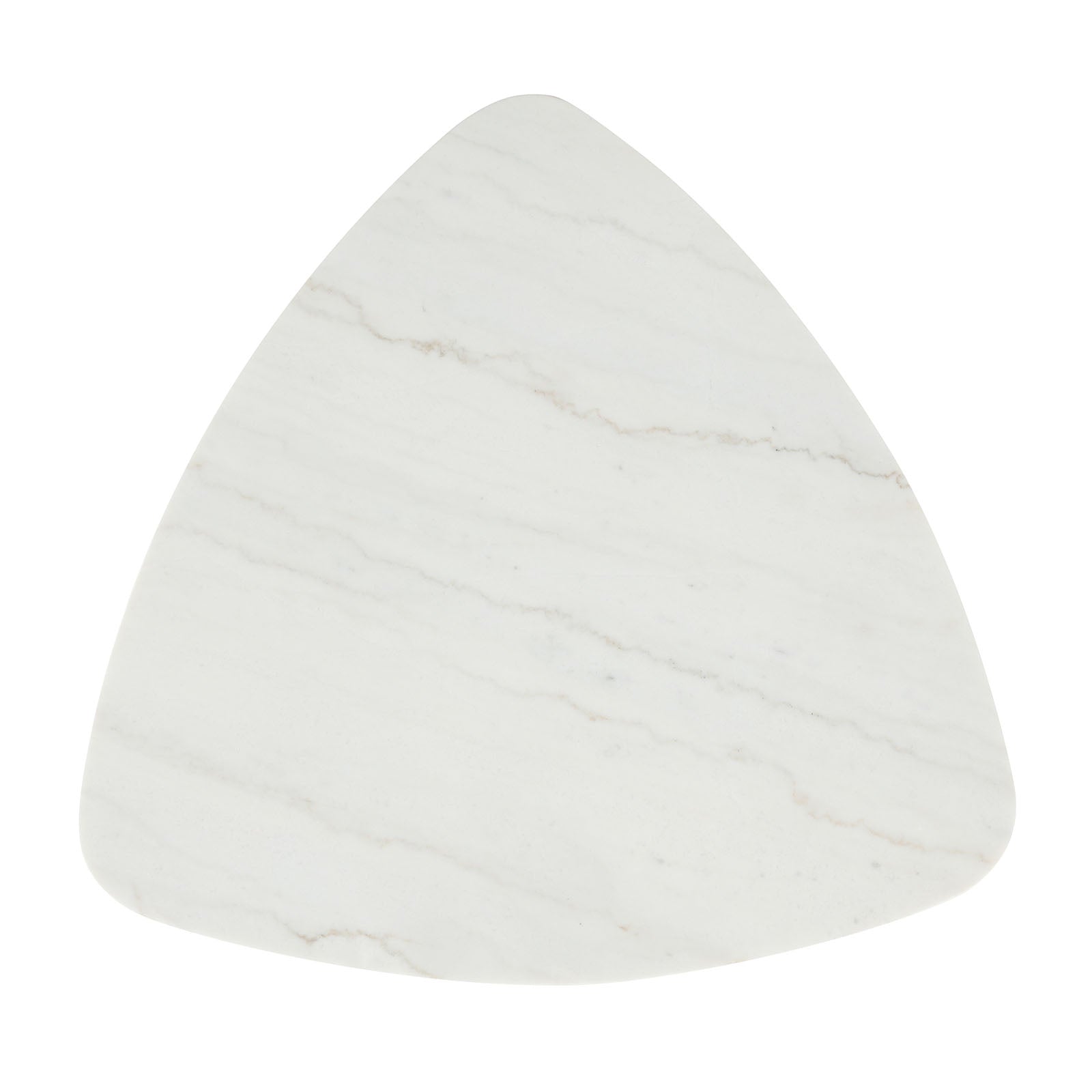 Contemporary Style Triangle Coffee Table Bottom Storage Space Marble Top White And Black Finish Primary Living Room