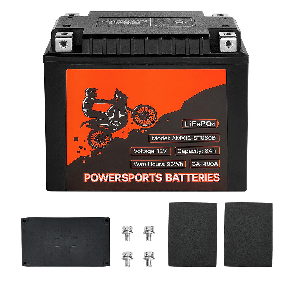 Motorcycle Battery 12V 8Ah YTX12-BS High Performance Powersports Battery