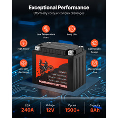 Motorcycle Battery 12V 8Ah YTX12-BS High Performance Powersports Battery