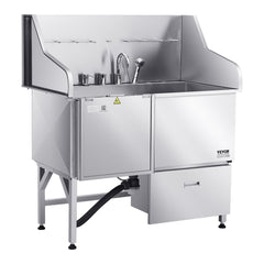 50 Inch Dog Grooming Bath Tub Stainless Steel w Ramp Faucet Left Door