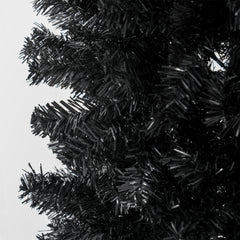 HOMCOM 8ft Pencil Christmas Tree, Unlit Artificial Christmas Tree Slim Douglas Fir Xmas Tree with Realistic Branches, Halloween Tree with 1168 Tips, Black