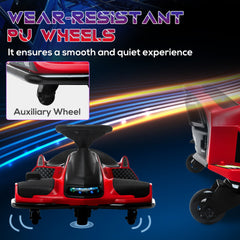 Aosom 12V Electric Go Kart, 5 MPH Drifting Car, Battery Powered Ride on Toy Outdoor with Slow Start, Music, Colorful Lights, for 8-12 Years Old, Red