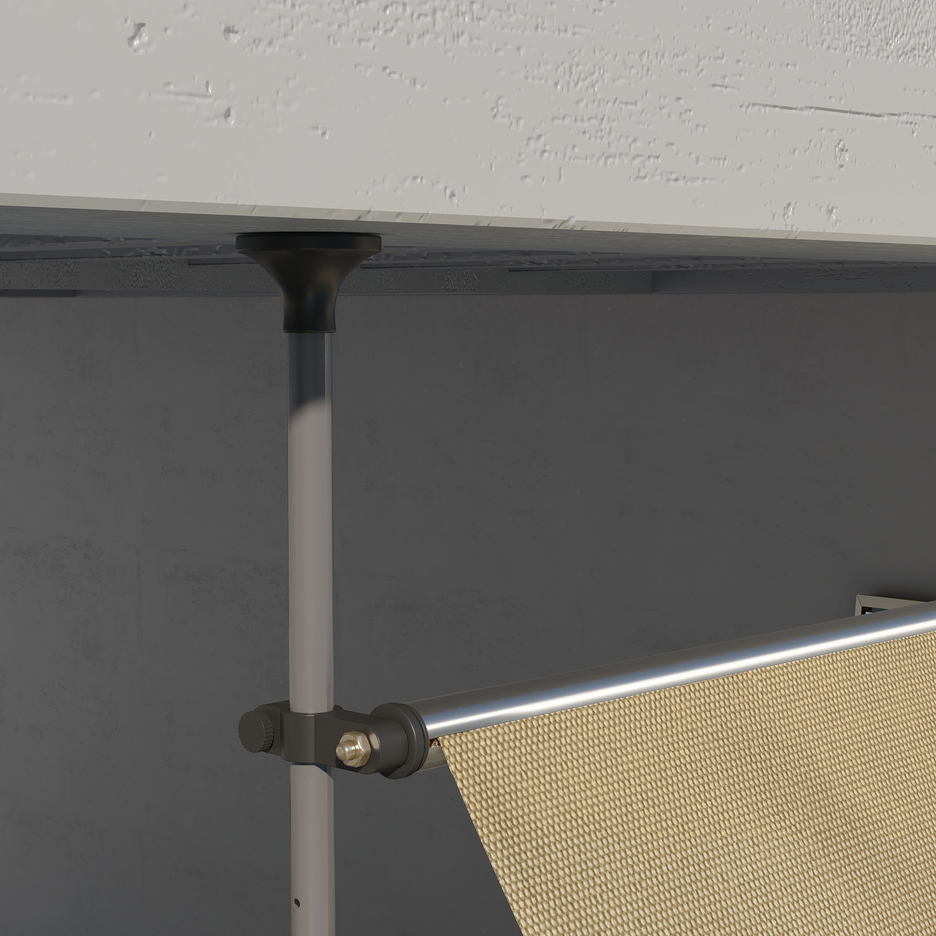 Outsunny Manual Retractable Awning, 118" Non-Screw Freestanding Patio Sun Shade Shelter with Support Pole Stand and UV Resistant Fabric, for Window, Door, Porch, Deck, Beige
