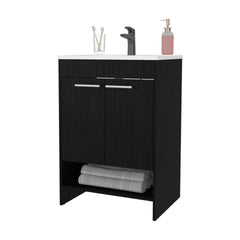 Shell Bathroom Vanity  with  2 Doors and Open Storage, Wengue