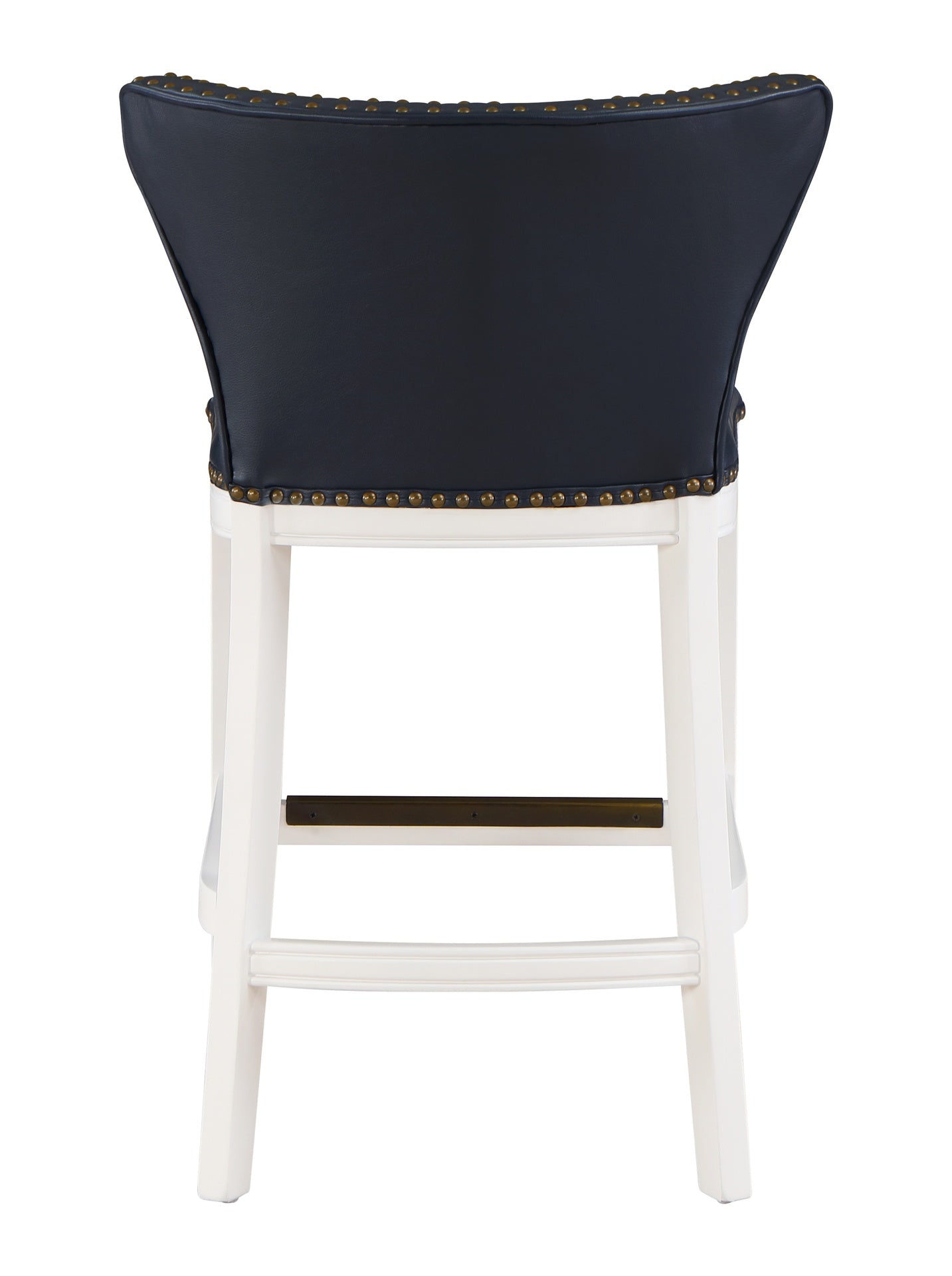 Macon Midnight Blue Faux Leather and White Wood Counter Stool