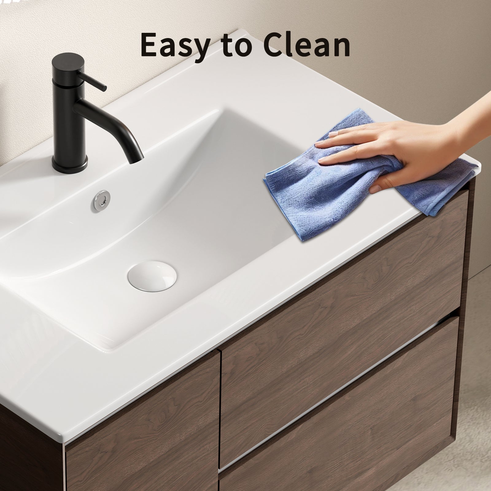36inch Bathroom Vessel Sink, Ceramic Bathroom Vanity Sink Top with Overflow,  with Overflow, No Drain Convenient for Storing Personal Items - Glossy White