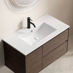 36inch Bathroom Vessel Sink, Ceramic Bathroom Vanity Sink Top with Overflow,  with Overflow, No Drain Convenient for Storing Personal Items - Glossy White
