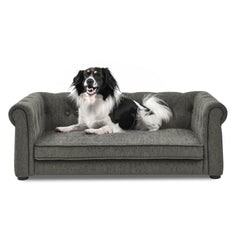 Elegant Rectangle Pet Bed for Small and Medium  Dogs, Durable Elevated Dog Sofa Bed, Comfortable Dog Couch, Modern and Stylish Dog Sofa for Small and Medium Dogs,Dark grey