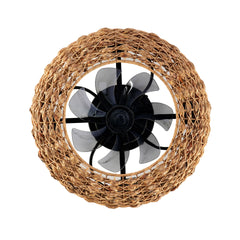 19.6" Bamboo Ceiling Fan With Remote Control ,6 Speed, DC Motor  Reversible Ceiling Fan For Living Room, Bedroom--NOT INCLUDED BULBS