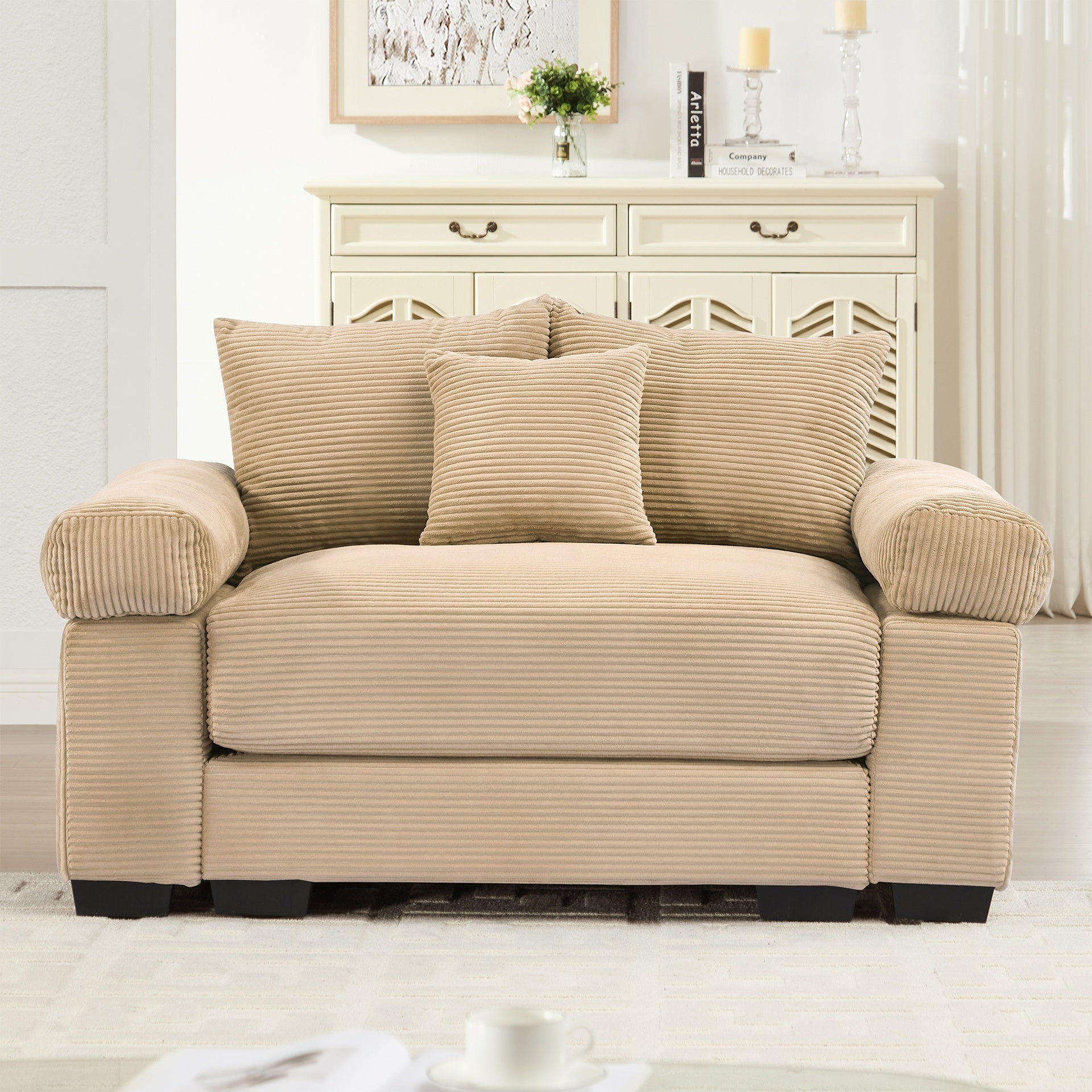 54.3" Oversized Cloud Modular Sectional Couch,Extra-Thick Armrests Good Resilience Cushions Ergonomic Design Premium Soft Corduroy Fabric,Easy Assembly For Living Rooms Study,Camel