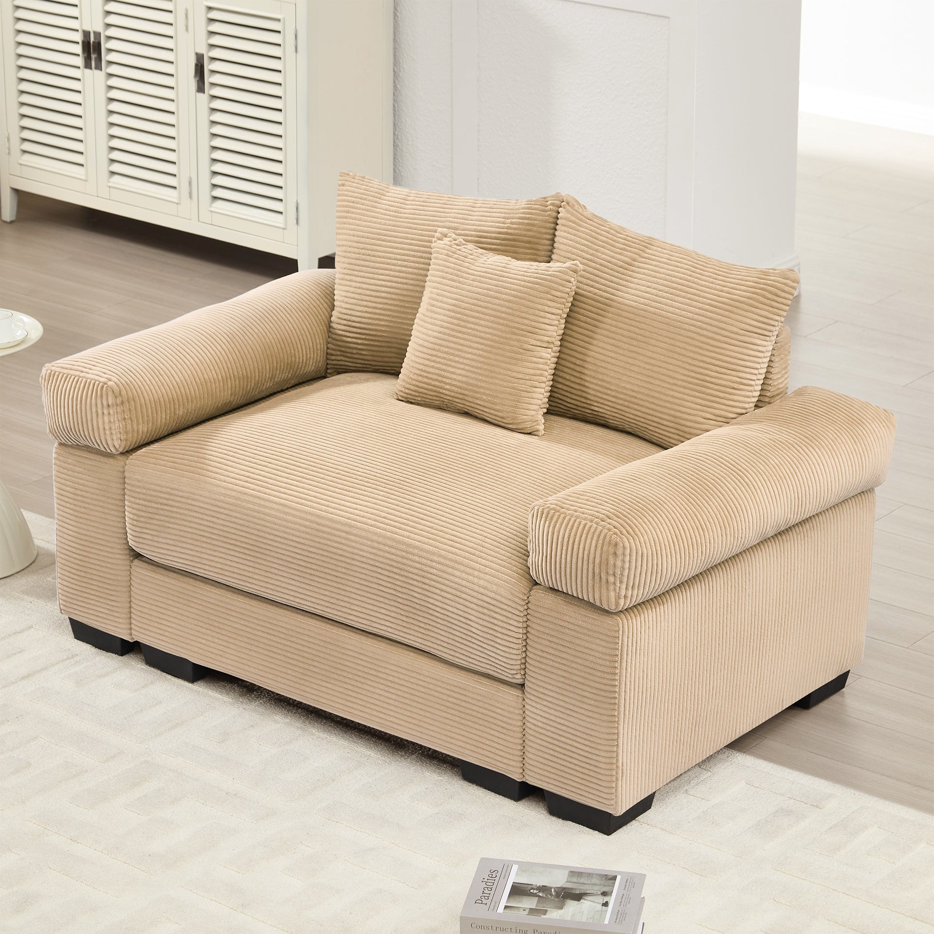 54.3" Oversized Cloud Modular Sectional Couch,Extra-Thick Armrests Good Resilience Cushions Ergonomic Design Premium Soft Corduroy Fabric,Easy Assembly For Living Rooms Study,Camel