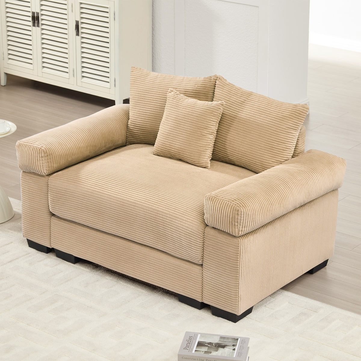 54.3" Oversized Cloud Modular Sectional Couch,Extra-Thick Armrests Good Resilience Cushions Ergonomic Design Premium Soft Corduroy Fabric,Easy Assembly For Living Rooms Study,Camel