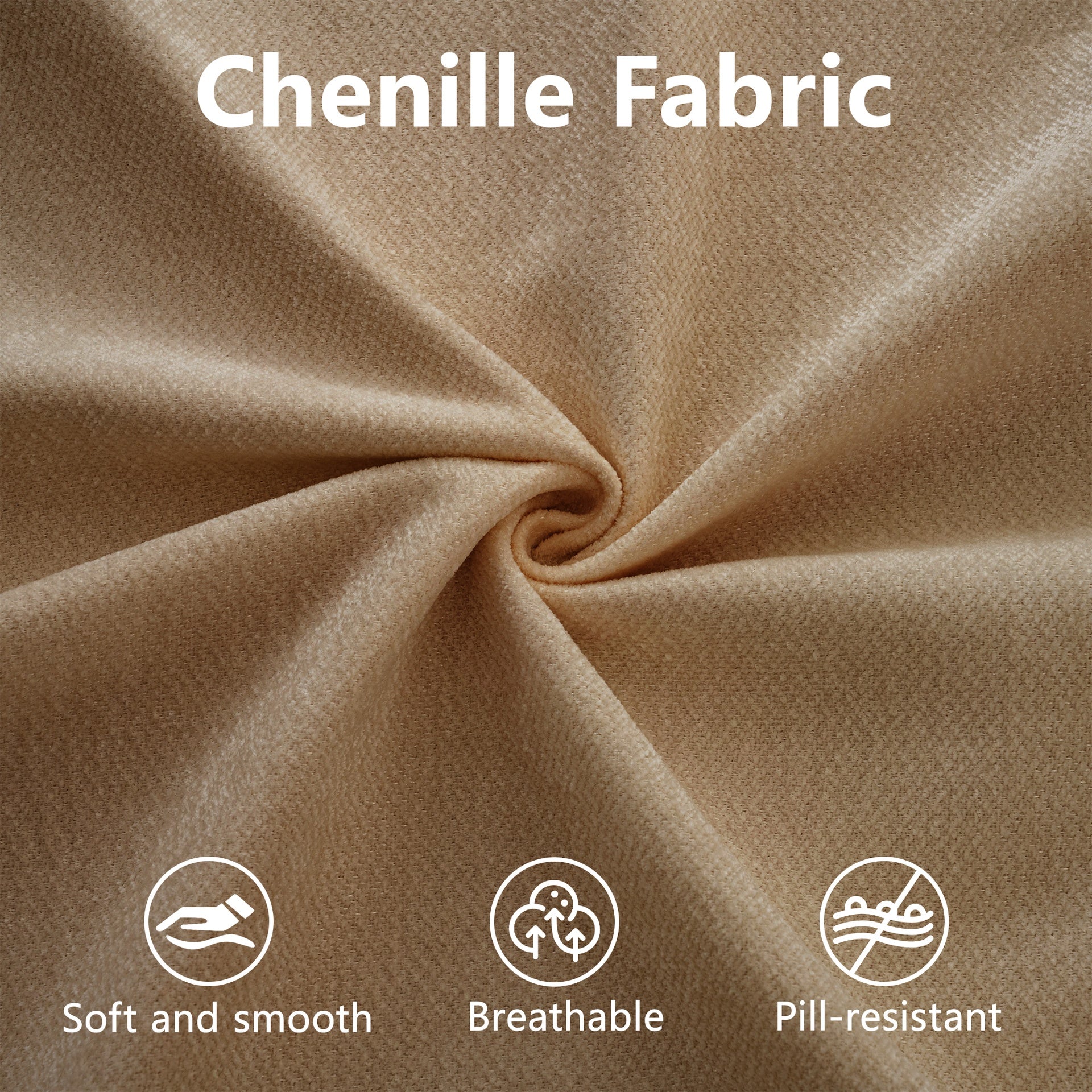 Elegant Camel Chenille  Sofa with Storage Seat and Ottoman, L-Shaped 3-Seater Cylindrical Backrest and Armrests, Contemporary 3-Seater Fabric Couch with Hidden Storage Compartment
