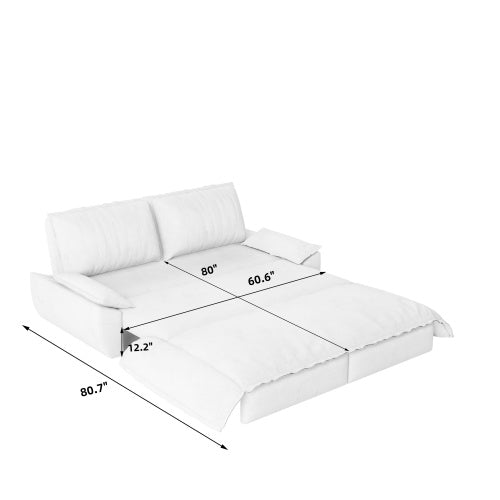 73.2" Queen Pull Out Sofa Bed,3-in-1 Convertible Sleeper Sofa,Multi-Functional Velvet Loveseat Bed,Grey(Old Sku:W1885S00051/W1885S00121/W1885S00229)