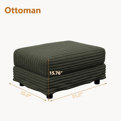 Plush Corduroy Ottoman to Combine with 2 Seater Sofa, 3 Seater Sofa and 4 Seater Sofa, Suitable for Living Rooms, Apartments, Offices, Green(Old SKU:W1885P346914)