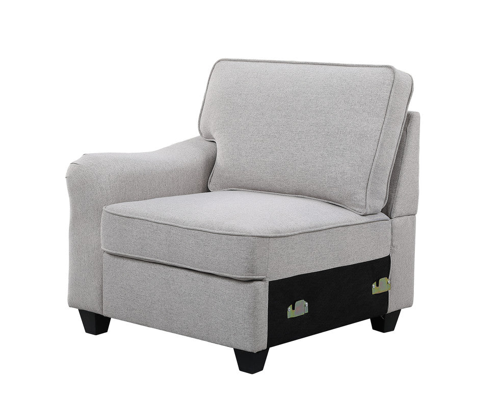 Leo 125" Light Gray Linen 7Pc Modular L-Shape Sectional Sofa and Ottoman