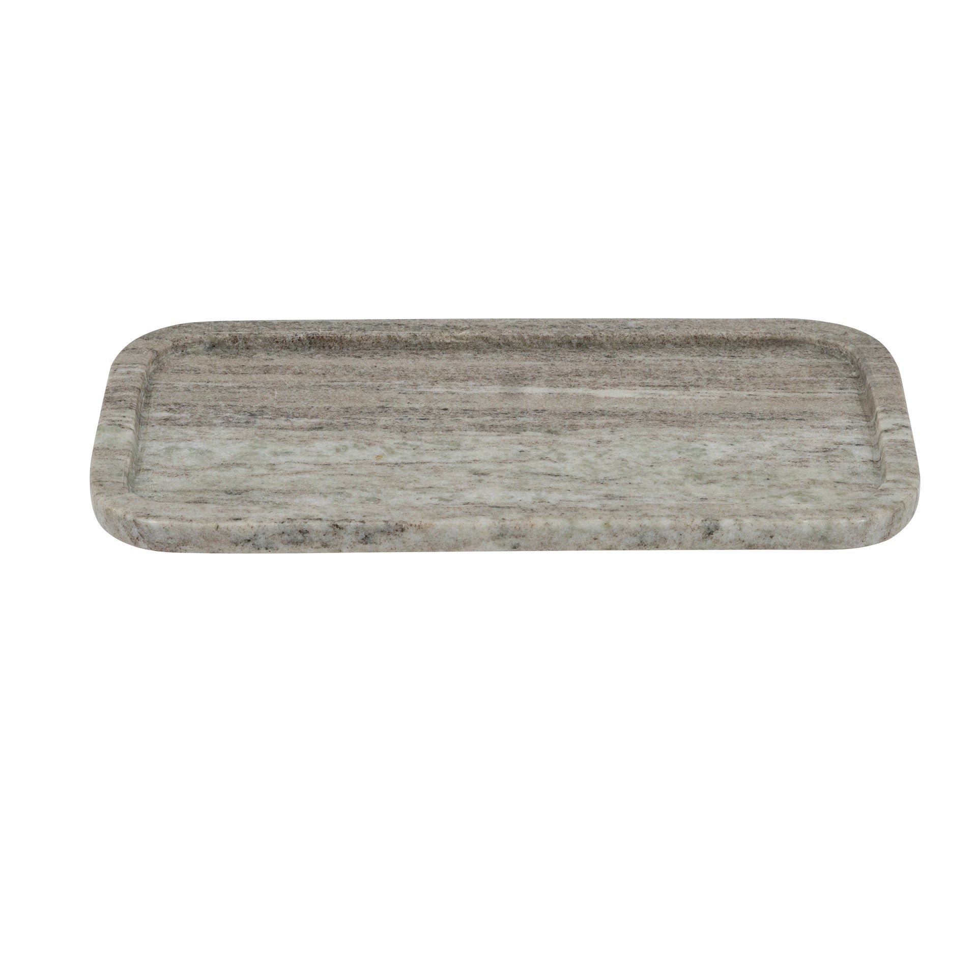 12x6" Rectangular Gray Marble Tray with Raised Edges