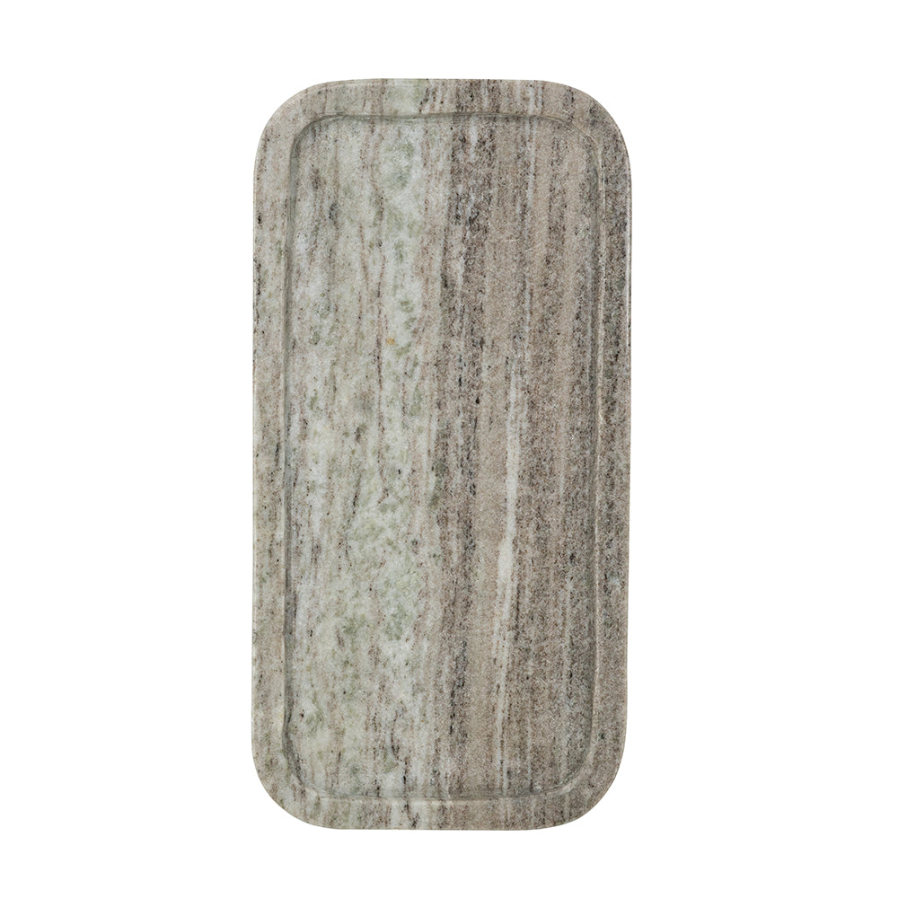 12x6" Rectangular Gray Marble Tray with Raised Edges