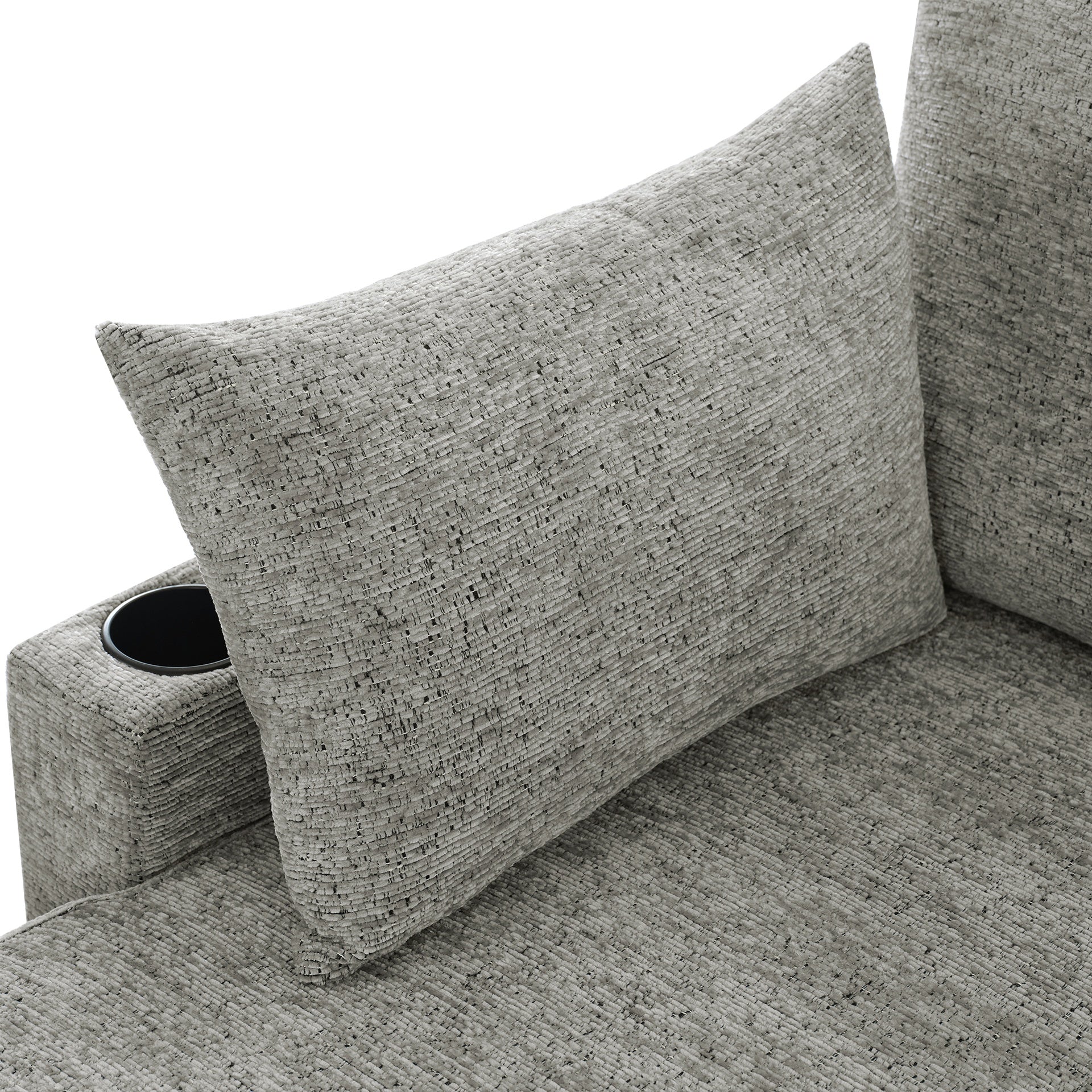 109.9" Sectional Sofa Versatile Sofa Bed Sofa Sleeper U-shaped Sofa with Ample Storage Space, Two Cup Holders and Charging Ports for Living Room, Light Grey