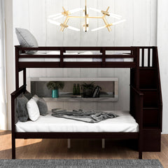 Stairway Twin-Over-Full Bunk Bed with Storage and Guard Rail for Bedroom, Espresso color(OLD SKU :LT000019AAP)