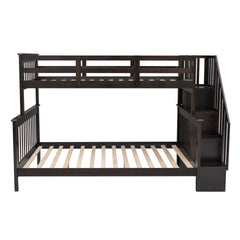 Stairway Twin-Over-Full Bunk Bed with Storage and Guard Rail for Bedroom, Espresso color(OLD SKU :LT000019AAP)
