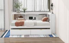 Twin Size Daybed with Two Storage Drawers, Storage Cabinets and USB Ports, White