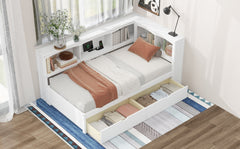 Twin Size Daybed with Two Storage Drawers, Storage Cabinets and USB Ports, White