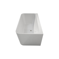59" Stand Alone Tub Acrylic Rectangular Free Standing Soaking Bath tub (White)