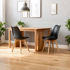 Set of four dining chairs, medieval modern style dining chairs for kitchen and dining room, with wooden legs, black