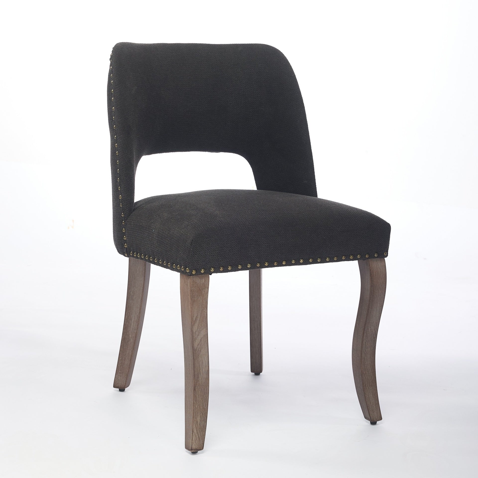 Wooden Dining Chairs Set of 2, Modern Fabric Upholstered Dining Room Chair Kitchen Chairs, Farmhouse Dinner Chair for Kitchen Dining Room, Black