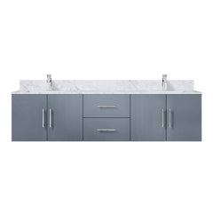 Dark Grey Double Bath Vanity 72 in. W x 22 in. D, Carrara Marble Top, and Faucet Set