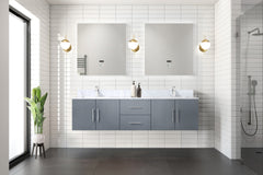 Dark Grey Double Bath Vanity 72 in. W x 22 in. D, Carrara Marble Top, and Faucet Set