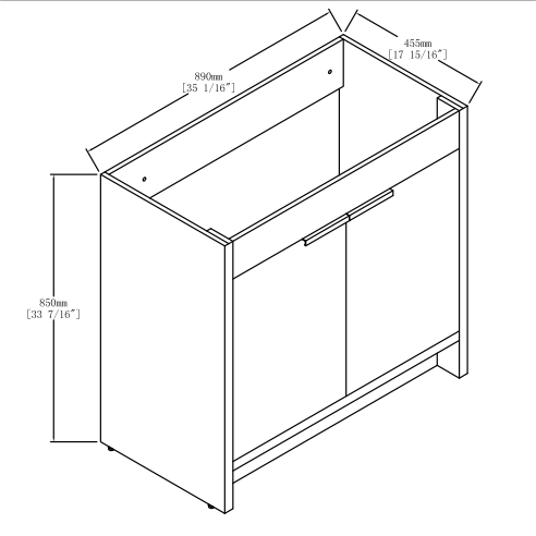 36" Freestanding Bathroom Vanity & 2 Soft-Close Cabinet Doors ((KD-PACKING),Only Vanity without Top-BVB02436IMO