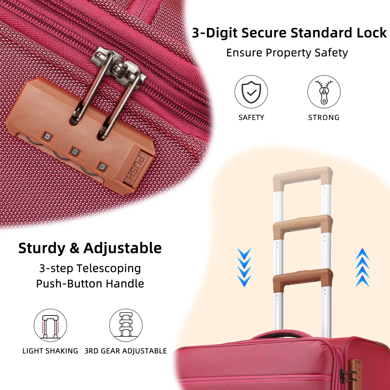 Luggage Sets 4 Piece, Softsied Suitcases with Spinner Wheels, Rose Red