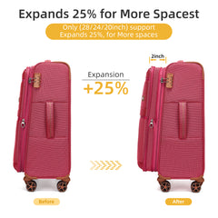 Luggage Sets 4 Piece, Softsied Suitcases with Spinner Wheels, Rose Red